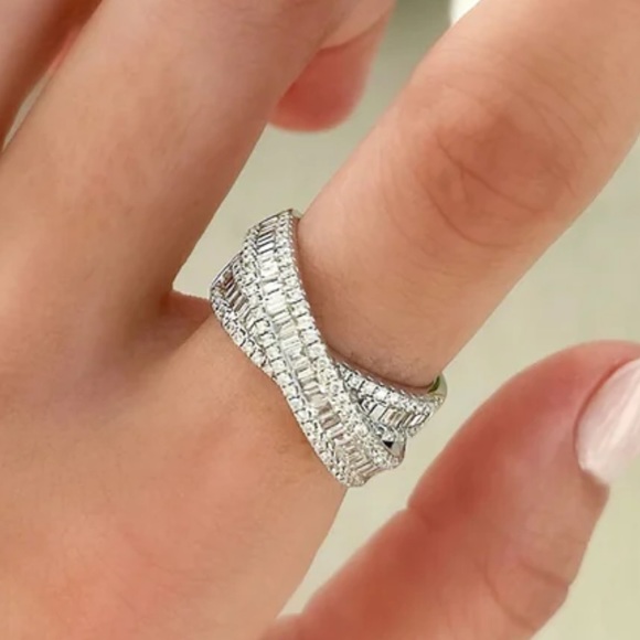 Petite Diamond Crossover Ring - Picture 3 of 11